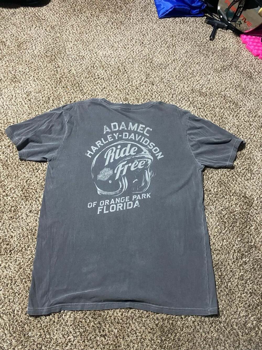 Harley-Davidson Adamec Orange Park Florida Skull Graphic TShirt Men's Size Large - Picture 5 of 6